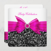 Elke pagina is luxe glitter Hot Pink Bow Black Whi Kaart (Voorkant / Achterkant)