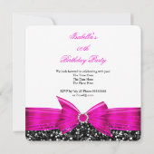 Elke pagina is luxe glitter Hot Pink Bow Black Whi Kaart (Achterkant)