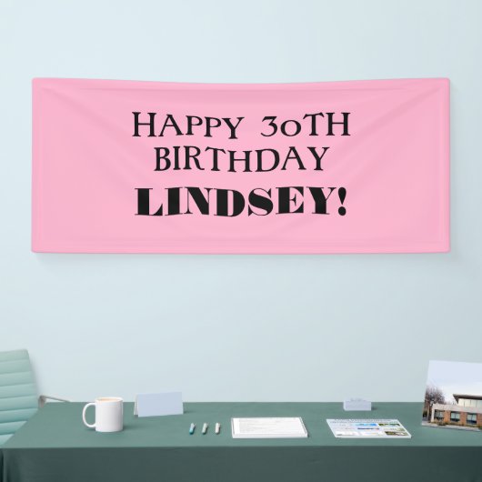 Elke pagina met roze zwarte, aangepaste, gelukkige spandoek (Beurs)