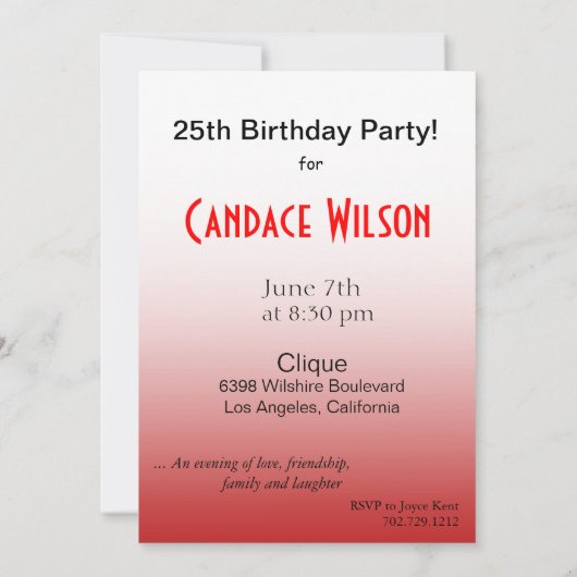 Elke Partij Viering rood Kaart (Achterkant)