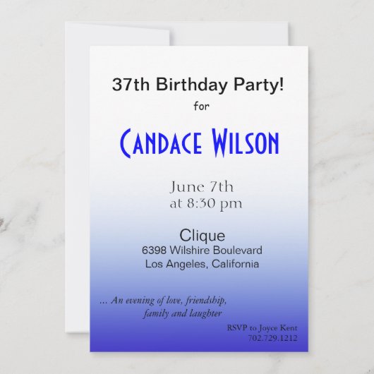 Elke Partij-vieringsblauw Kaart (Achterkant)