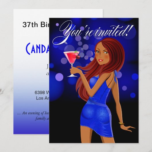 Elke Partij-vieringsblauw Kaart (Voorkant / Achterkant)