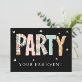 * Elke PARTY DIY Uitnodiging NEON Evenement Kleurr (Staand voorkant)
