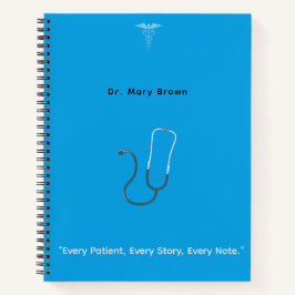 "Elke patiënt, elk verhaal, elke noot." Notitieboek