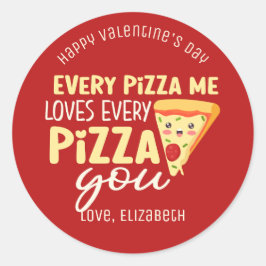 Elke Pizza Mij Liefheeft Cute Valentijnsdag Rood Ronde Sticker