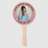 Elke Quote 2 Foto Roze en Zwarte Moderne Afstudere Handwaaier (Achterkant)