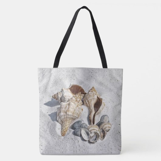 Elke reeks schelpen op het zand tote bag (Voorkant)