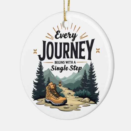 Elke reis begint met een enkele stap wandelen keramisch ornament (Links)