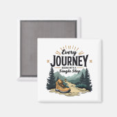 Elke reis begint met een enkele stap wandelen magneet (Voorkant / Achterkant)