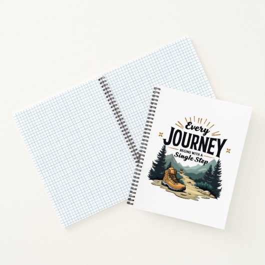 Elke reis begint met een enkele stap wandelen notitieboek (Binnen)