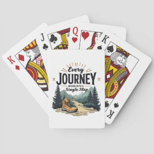 Elke reis begint met een enkele stap wandelen pokerkaarten