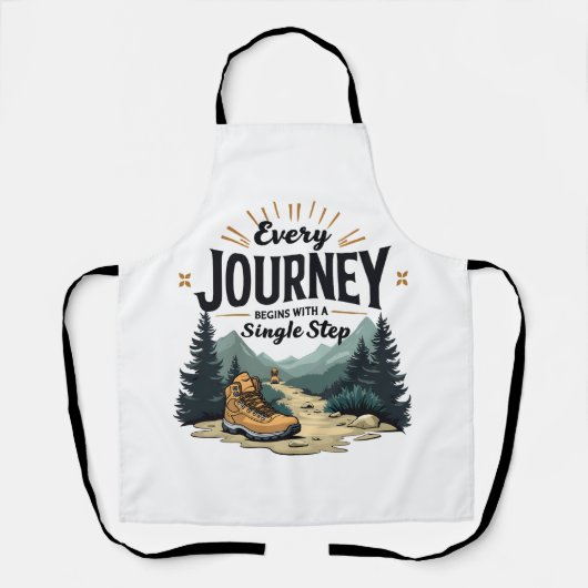 Elke reis begint met een enkele stap wandelen schort (Voorkant)