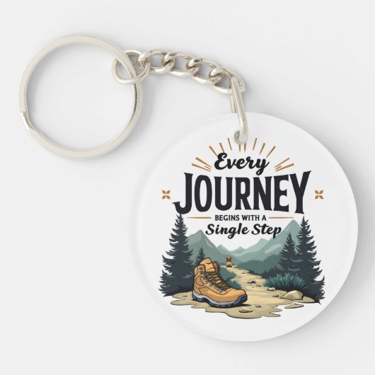 Elke reis begint met een enkele stap wandelen sleutelhanger (Voorkant)