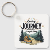 Elke reis begint met een enkele stap wandelen sleutelhanger (Voorkant)