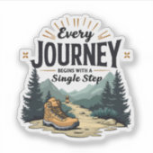 Elke reis begint met een enkele stap wandelen sticker (Voorkant)