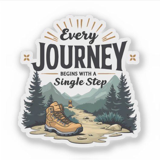 Elke reis begint met een enkele stap wandelen sticker (Voorkant)