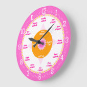Elke seconde tellen - Roze en witte leerklok Grote Klok (Hoek)