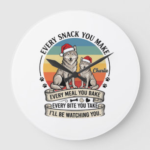 Elke snack die je maakt Hondenkerstman Hoed Retro  Grote Klok