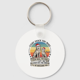 Elke snack die je maakt Hondenkerstman Hoed Retro Sleutelhanger