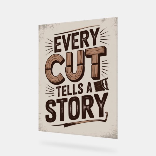 Elke snede vertelt een verhaal - rustieke houtbewe acryl bord (Hoek)
