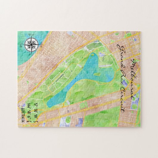 Elke stad | Melbourne-kaart Legpuzzel (Horizontaal)