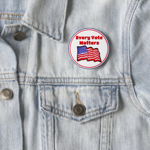 Elke Stem Telt Amerikaanse Vlag Knop Ronde Button 5,7 Cm
