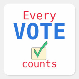 Elke stem telt de verklikker van de Grootte van de Vierkante Sticker