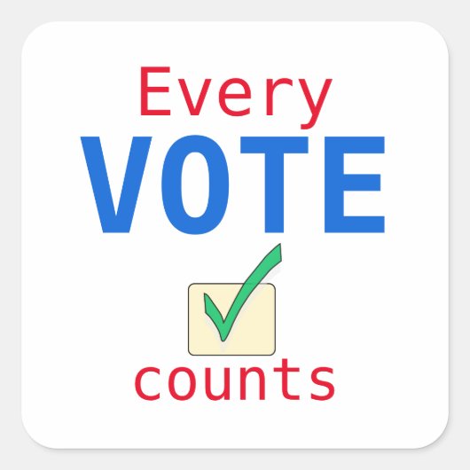 Elke stem telt de verklikker van de Grootte van de Vierkante Sticker (Voorkant)