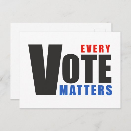 Elke stem telt - uw stem is uw macht briefkaart (Voorkant / Achterkant)