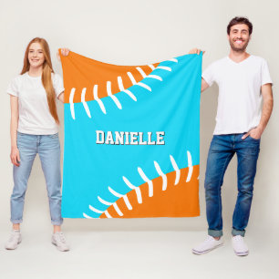 Elke teamkleuren honkbal softbal atletennaam fleece deken