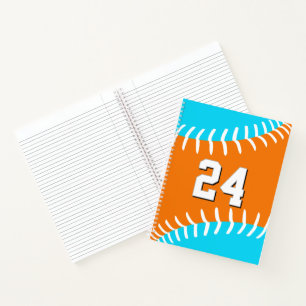 Elke teamkleuren honkbal softbal w shirt nummer notitieboek