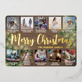 Elke tekst 10 Foto Collage Wood, Greenery & Lichte Folie Feestdagenkaart (Voorkant)