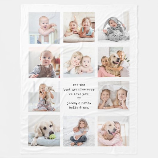 Elke tekst 11 foto collage modern minimal aandenke fleece deken (Voorkant)