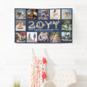 Elke tekst 12 Foto Kerstmis Nieuwjaar Blauw Feestd Spandoek (Insitu)