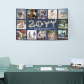 Elke tekst 12 Foto Kerstmis Nieuwjaar Blauw Feestd Spandoek (Beurs)