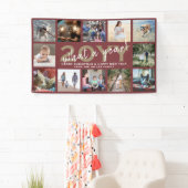 Elke tekst 12 Foto Kerstmis Nieuwjaar Rood Holiday Spandoek (Insitu)