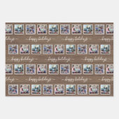 Elke tekst 12 Fotocollage Rustiek Hout Kerstmis Inpakpapier Vel (Voorkant 2)