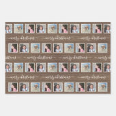 Elke tekst 12 Fotocollage Rustiek Hout Kerstmis Inpakpapier Vel (Voorkant)