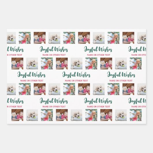 Elke tekst & 12 foto's Helder Modern Merry Christm Inpakpapier Vel (Voorkant 2)