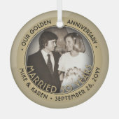 Elke tekst 1 Foto Golden 50th Wedding Jubileum Glas Ornament (Voorkant)