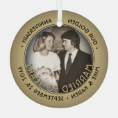 Elke tekst 1 Foto Golden 50th Wedding Jubileum Glas Ornament (Achterkant)