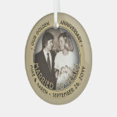 Elke tekst 1 Foto Golden 50th Wedding Jubileum Glas Ornament (Voorkant links)