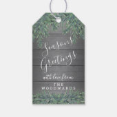 Elke tekst 1 Foto Holiday Greenery Rustic Grey Woo Cadeaulabel (Voorkant)