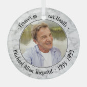Elke tekst 1 Foto Memorial Elegant Faux Marble Glas Ornament (Voorkant)