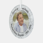 Elke tekst 1 Foto Memorial Elegant Faux Marble Glas Ornament (Voorkant links)