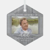 Elke tekst 1 Foto Memorial Grey Faux Wood Hexagon Glas Ornament (Voorkant)