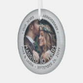 Elke tekst 1 Foto Silver 25th Wedding Jubileum Glas Ornament (Voorkant links)