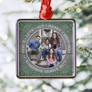 Elke tekst 1 Fotoliefhebzucht Rustic Faux Wood Metalen Ornament