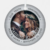 Elke tekst 2 foto 10e bruiloft Jubileum Faux Tin Metalen Ornament (Voorkant)