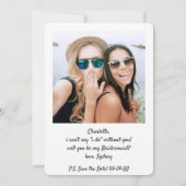 Elke tekst 2 Foto Bridesmaid Maid of Honor proposa Kaart (Achterkant)